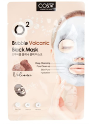 Пузырьковая тканевая маска c вулканическим пеплом Cos.W O2 Bubble Volcanic Black Mask 